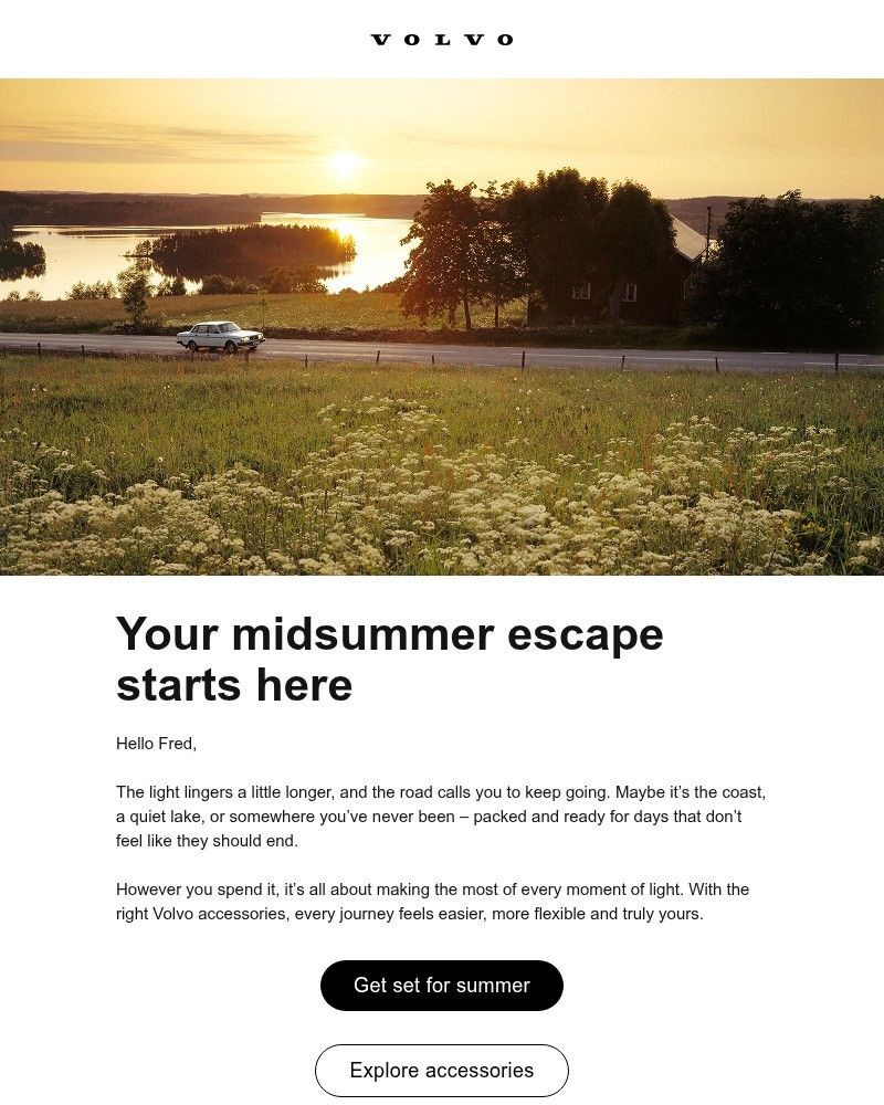 Screenshot of email sent to a Volvo Newsletter subscriber