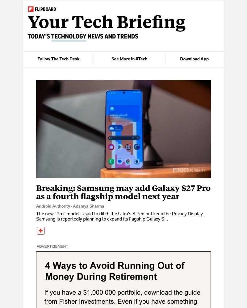 Screenshot of email sent to a Flipboard Registered user