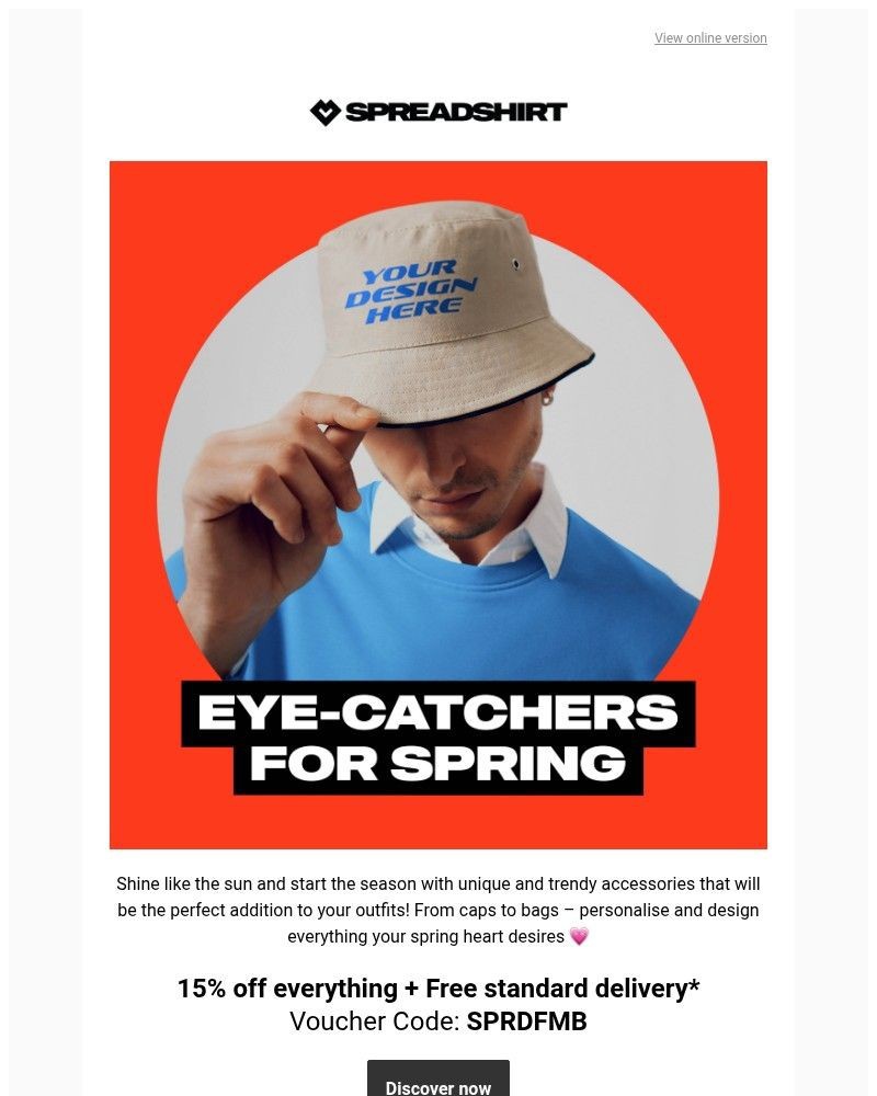 Screenshot of email sent to a Spreadshirt Newsletter subscriber