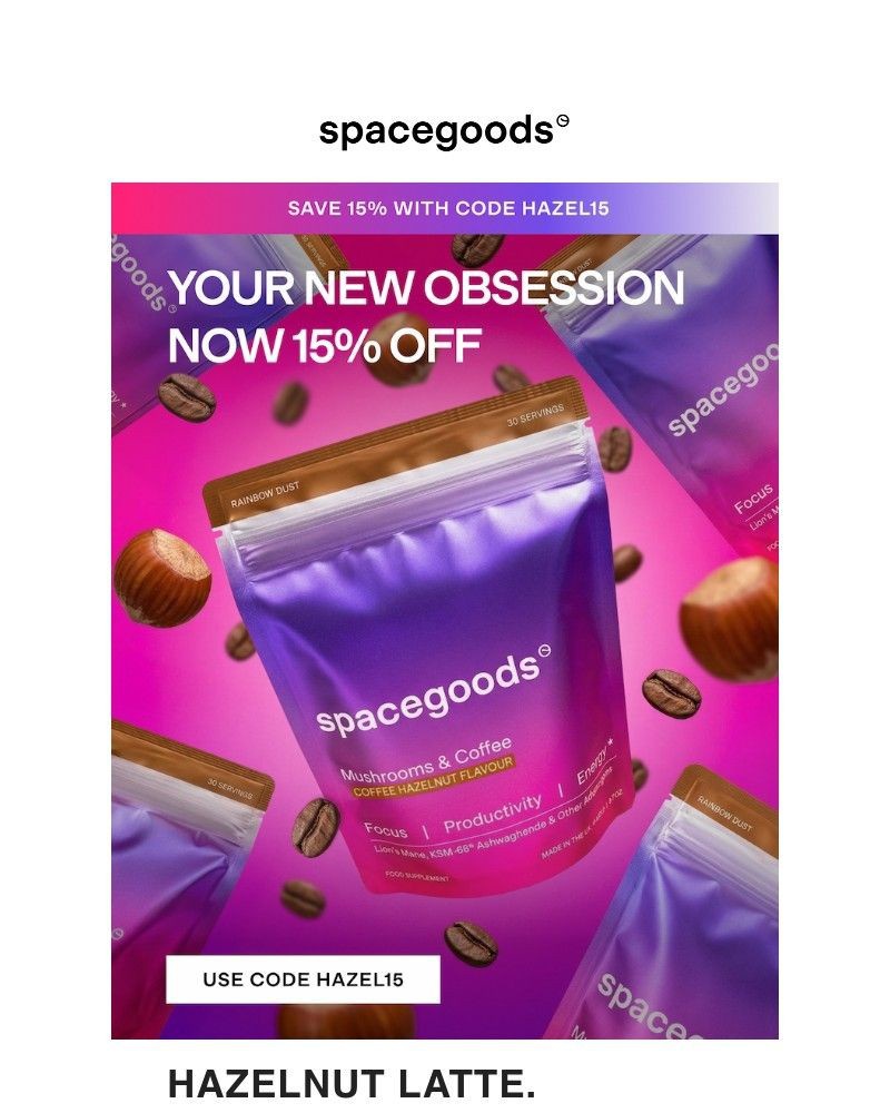 Screenshot of email sent to a Spacegoods Newsletter subscriber