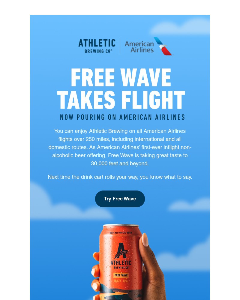 Screenshot of email sent to a Athletic Brewing Newsletter subscriber