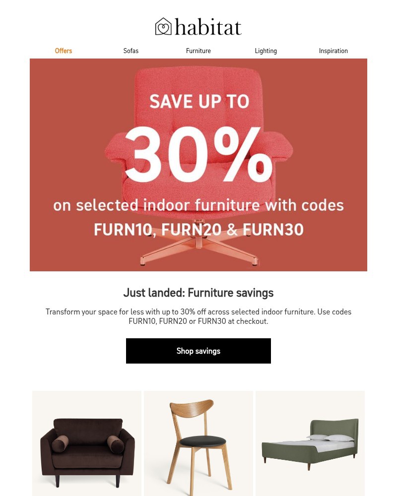 Screenshot of email sent to a Habitat Cart abandoner