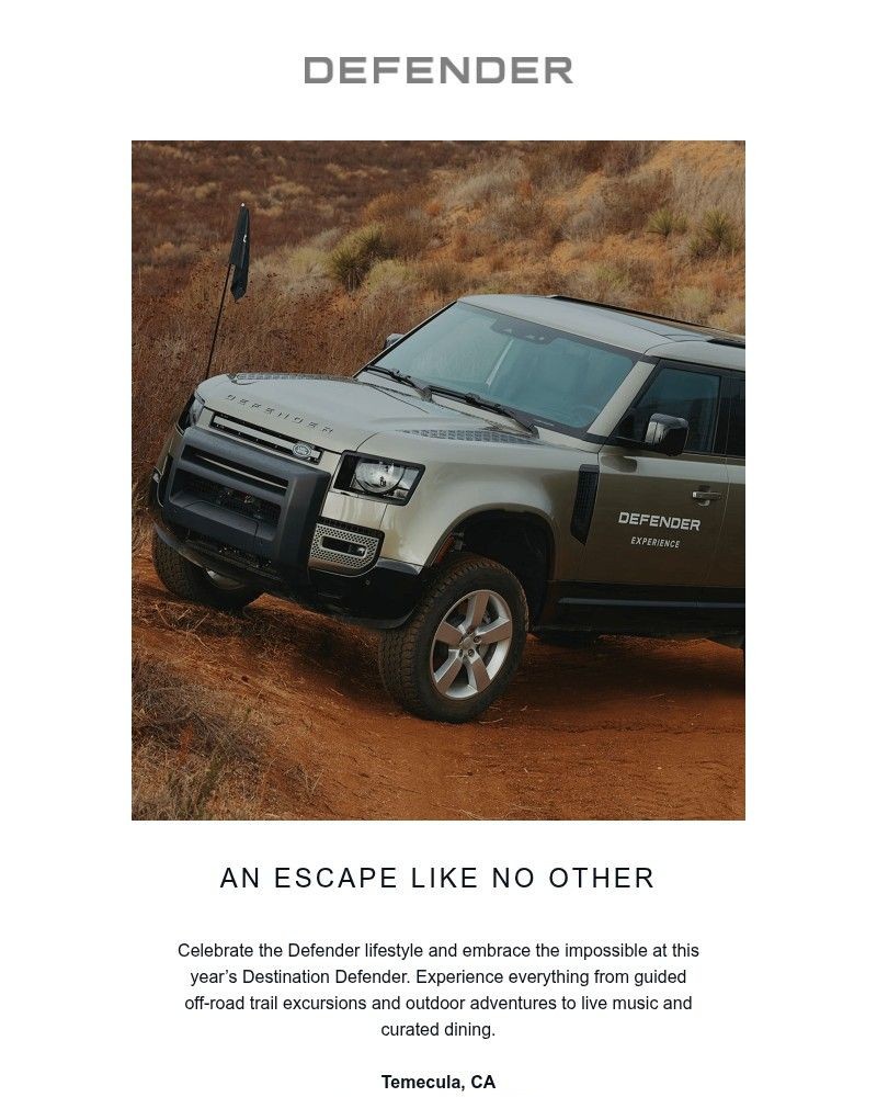 Screenshot of email sent to a Land Rover Newsletter subscriber