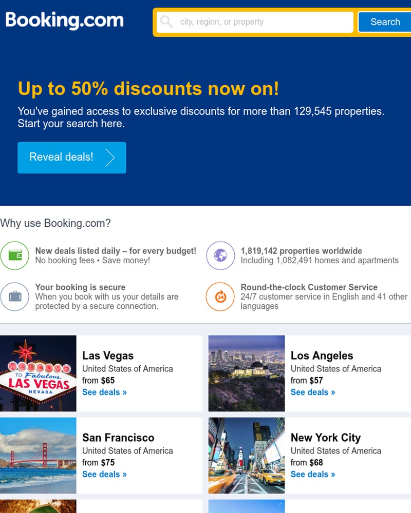 Screenshot of email sent to a Booking.com Newsletter subscriber