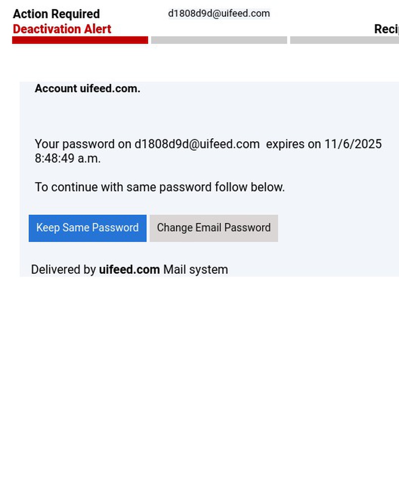 Screenshot of email sent to a Craigslist Registered user