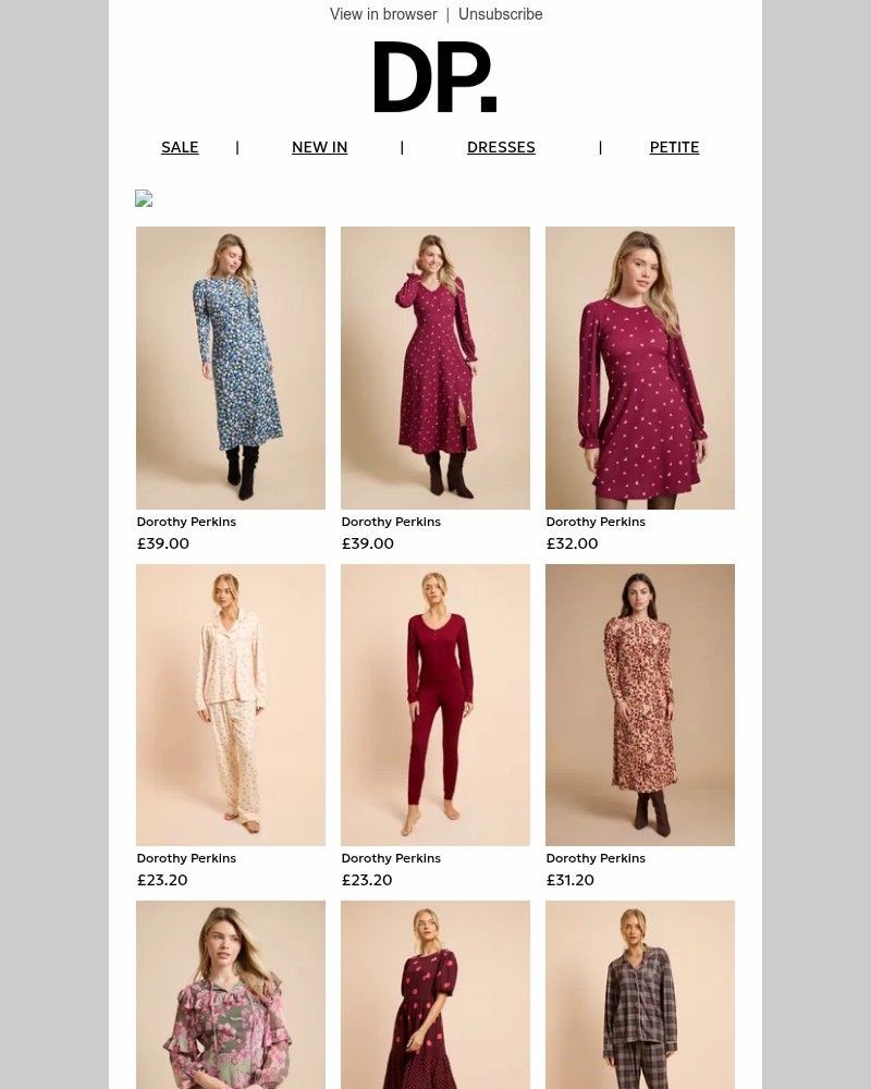 Screenshot of email sent to a Dorothy Perkins Newsletter subscriber