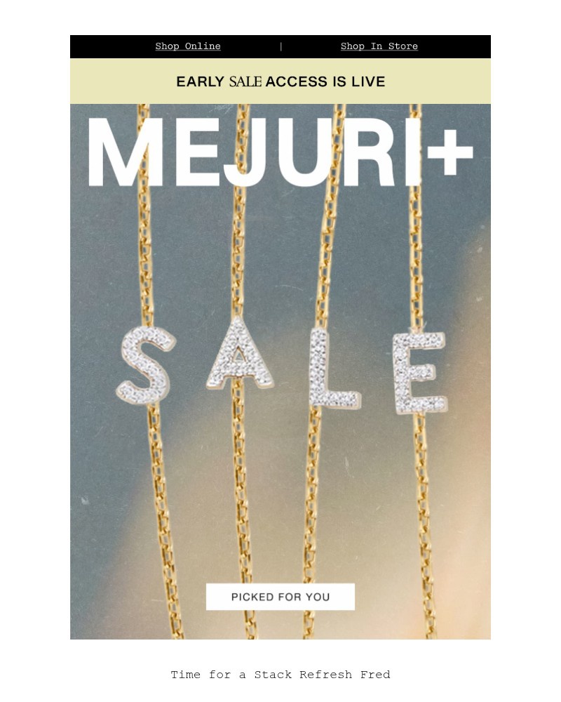 Screenshot of email sent to a Mejuri Registered user