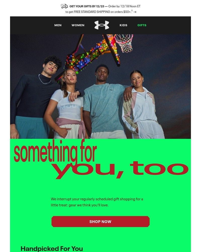 Screenshot of email sent to a Under Armour Newsletter subscriber