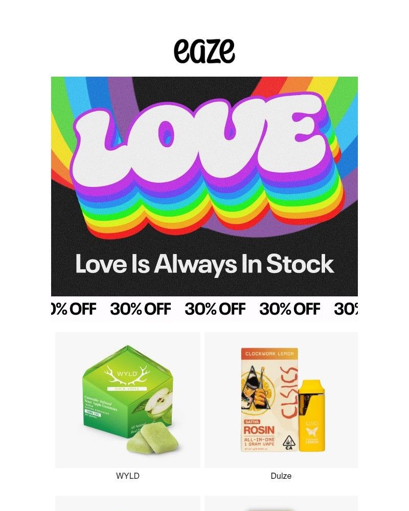 Screenshot of email sent to a Eaze Registered user