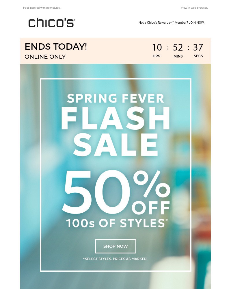 Screenshot of email sent to a Chico’s Newsletter subscriber