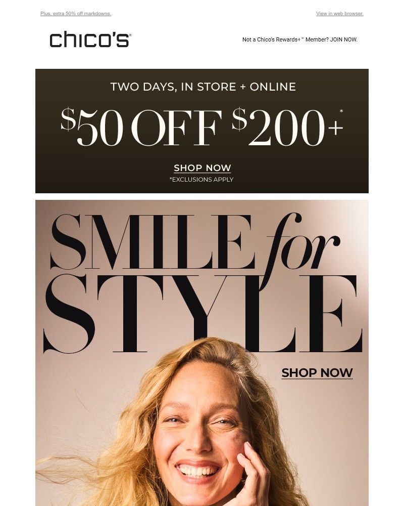 Screenshot of email with subject /media/emails/your-reason-to-smile-25-off-new-arrivals-869e9e-cropped-147f728e.jpg