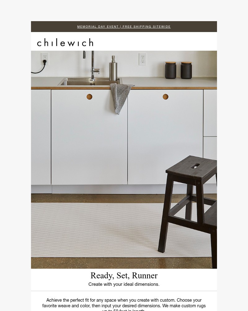 Screenshot of email sent to a Chilewich Newsletter subscriber