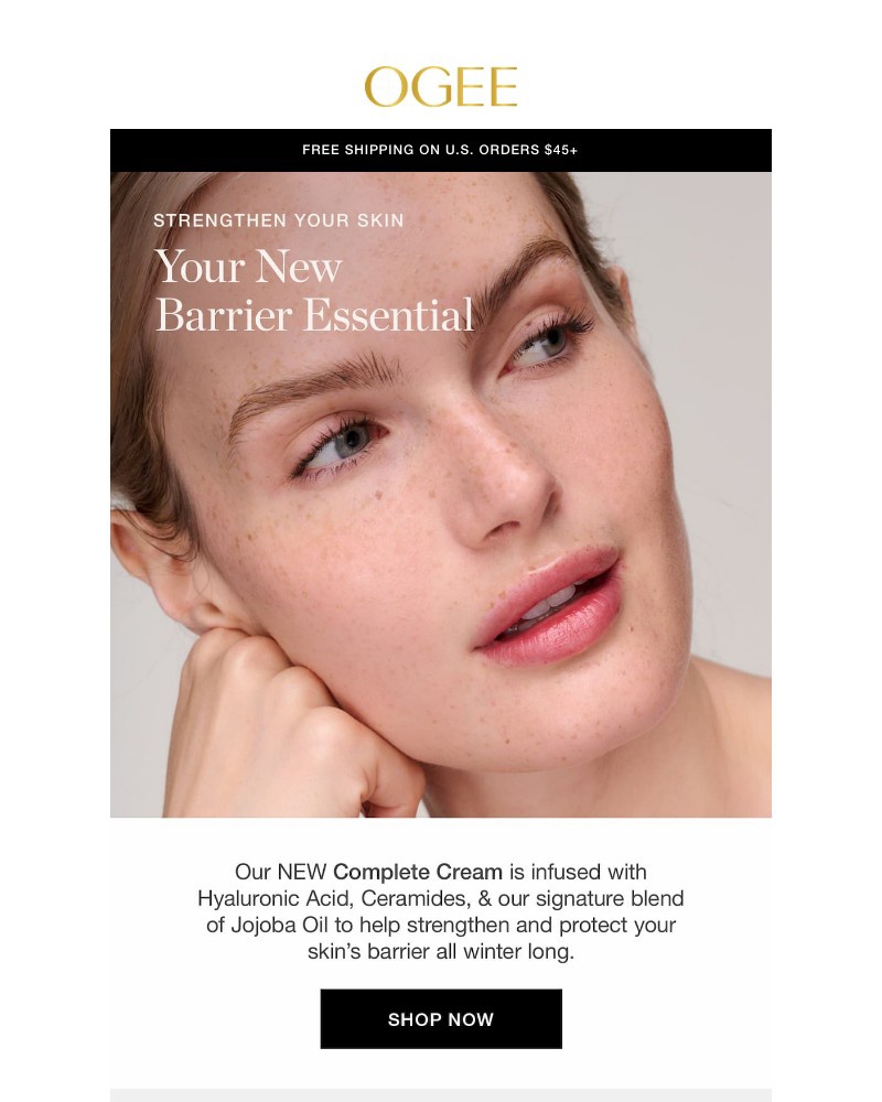 Screenshot of email sent to a Ogee Newsletter subscriber