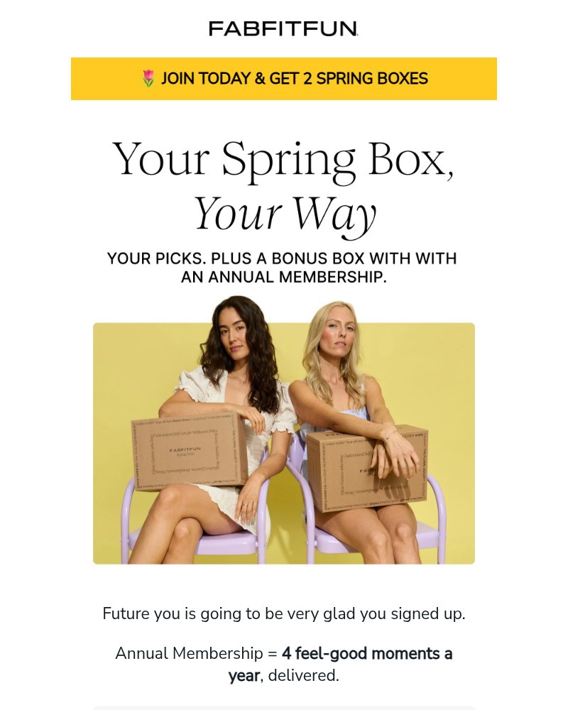 Screenshot of email sent to a FabFitFun Newsletter subscriber