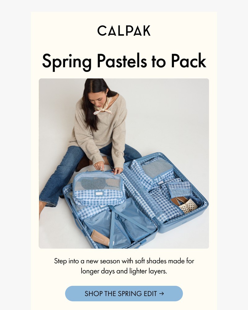 Screenshot of email sent to a Calpak Newsletter subscriber