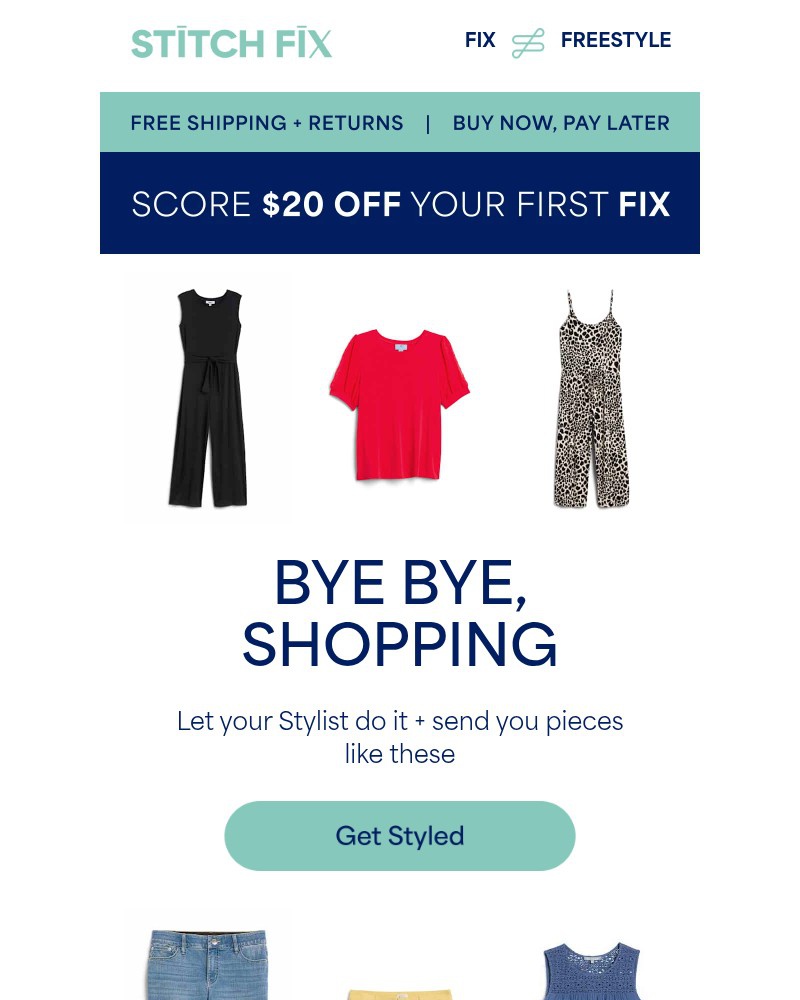 Screenshot of email sent to a Stitch Fix Cart abandoner