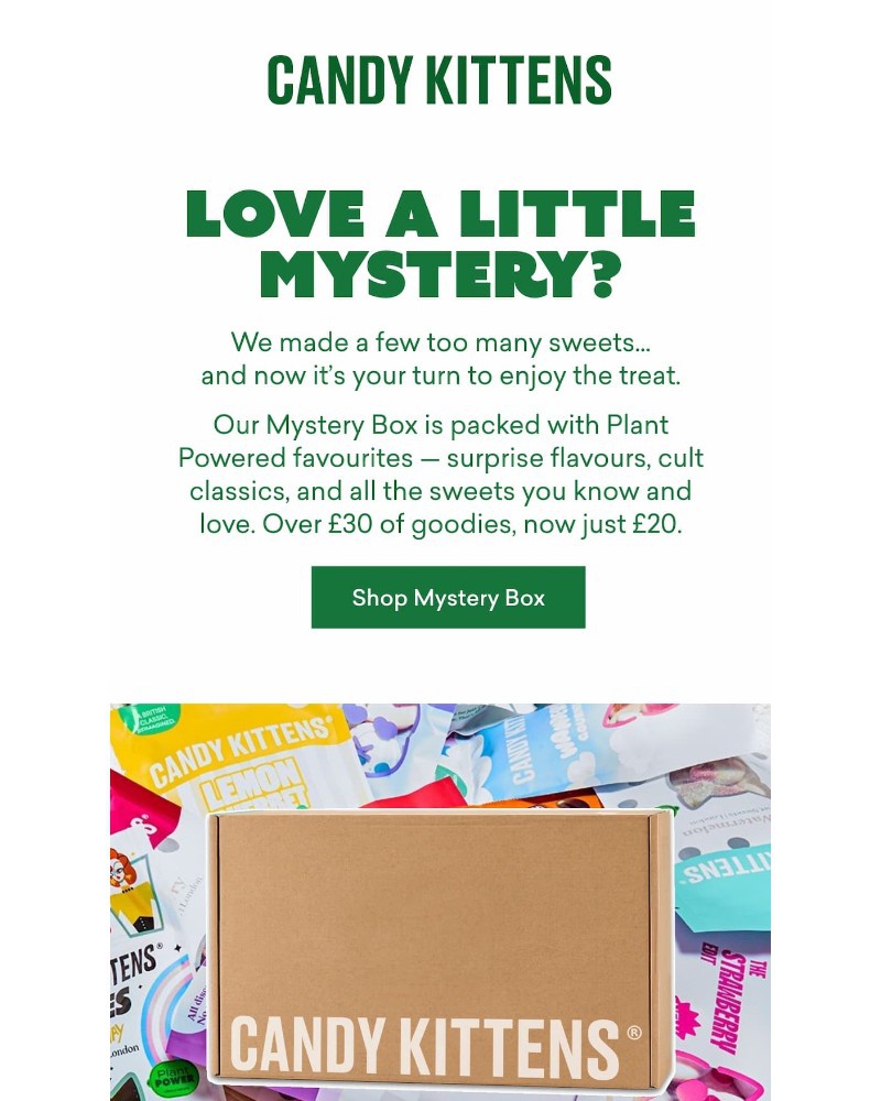 Screenshot of email sent to a Candy Kittens Newsletter subscriber