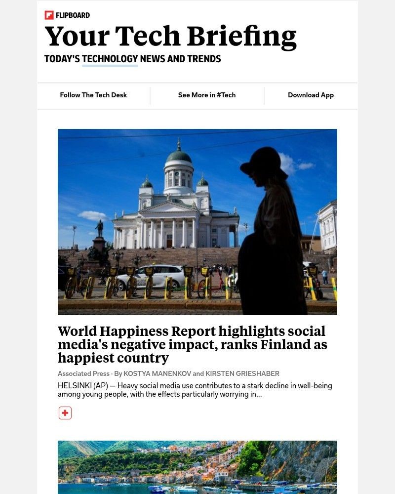 Screenshot of email sent to a Flipboard Registered user