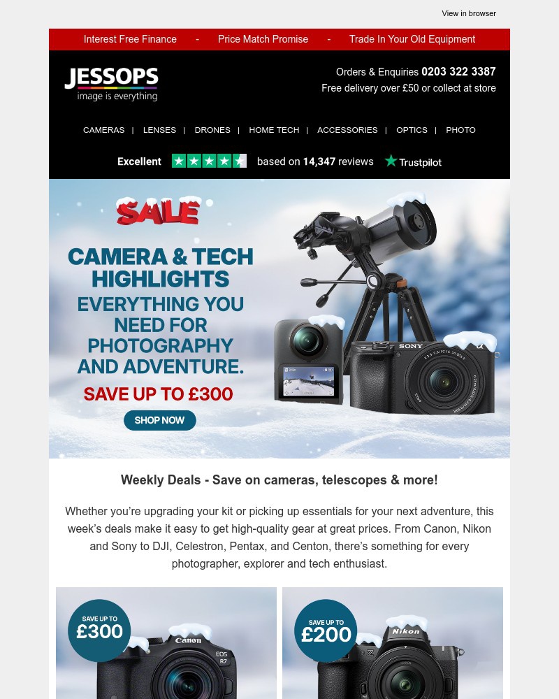Screenshot of email sent to a Jessops Newsletter subscriber