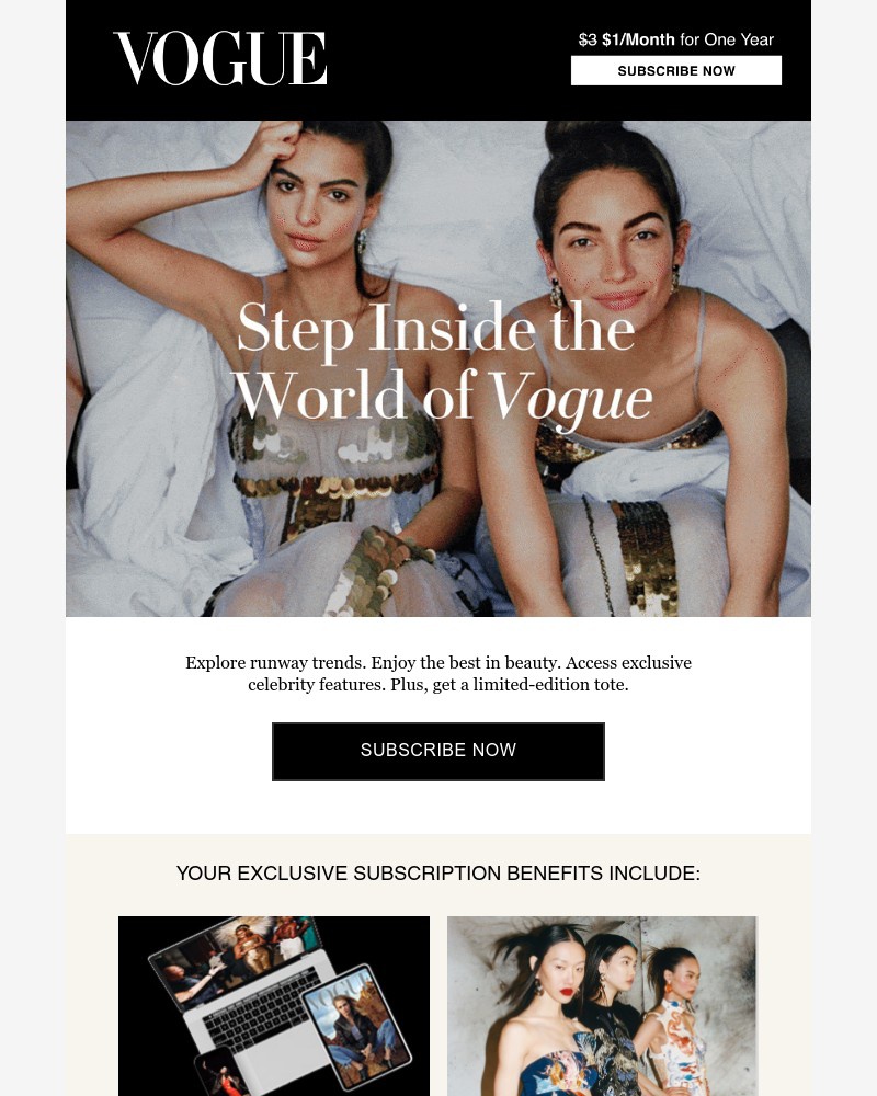 Screenshot of email sent to a Vogue Newsletter subscriber