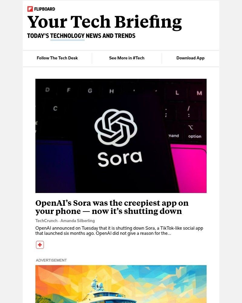 Screenshot of email sent to a Flipboard Registered user