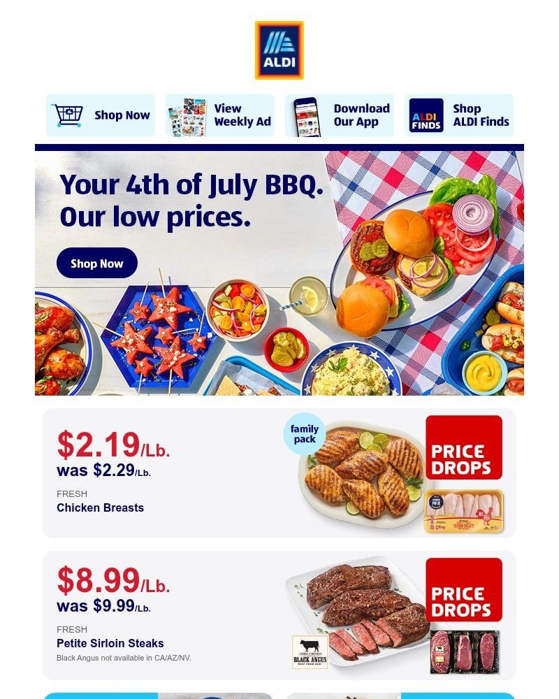 Screenshot of email sent to a Aldi Newsletter subscriber