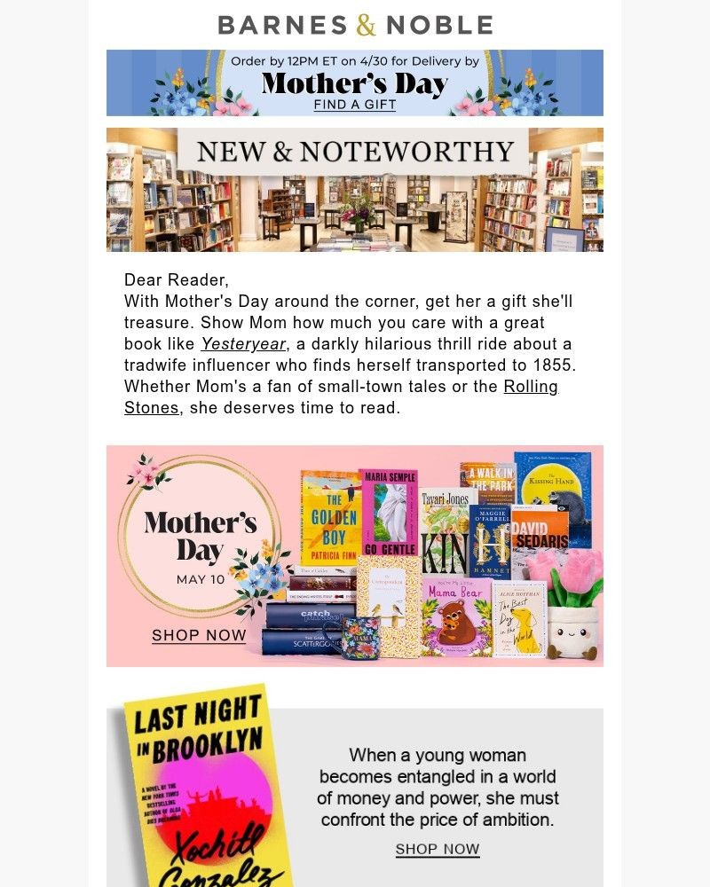 Screenshot of email sent to a Barnes and Noble Newsletter subscriber