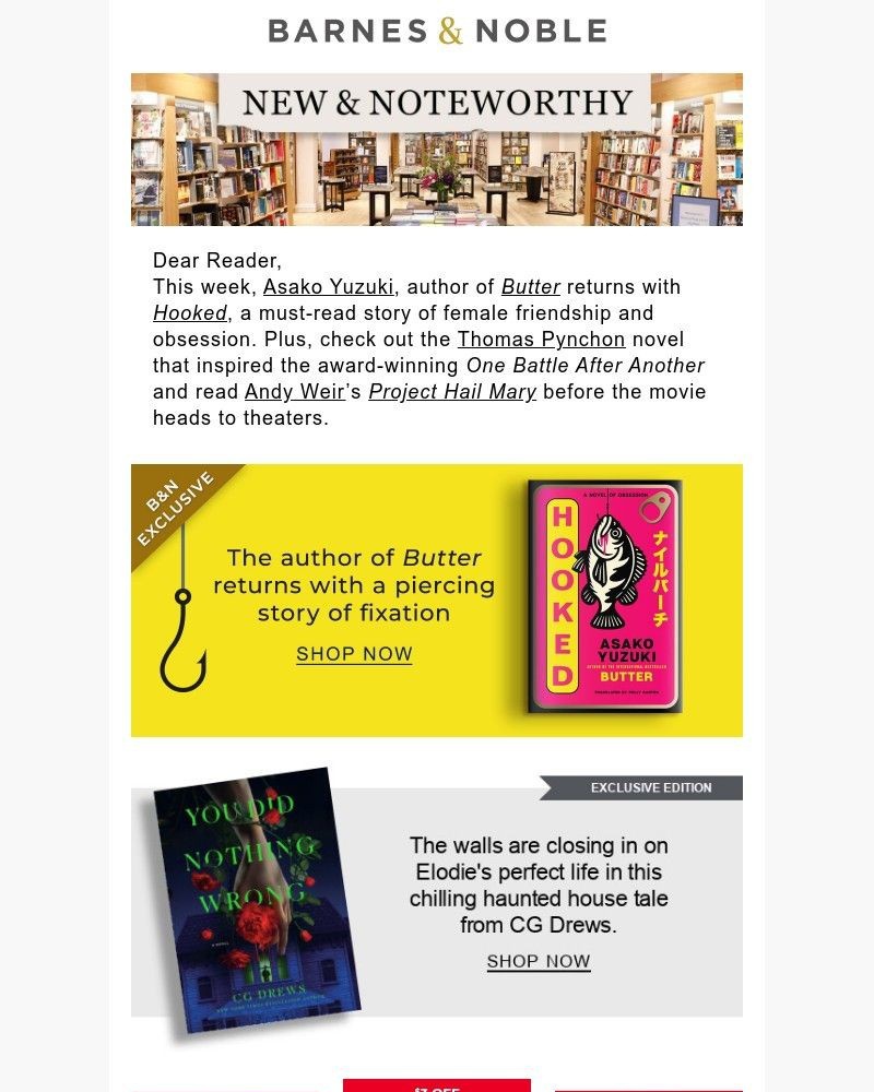 Screenshot of email sent to a Barnes and Noble Newsletter subscriber