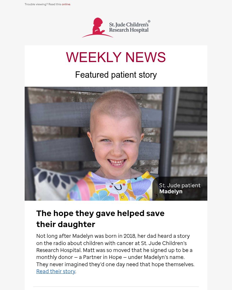Screenshot of email with subject /media/emails/your-weekly-update-and-patient-spotlight-on-madelyn-c93ec7-cropped-27923c42.jpg