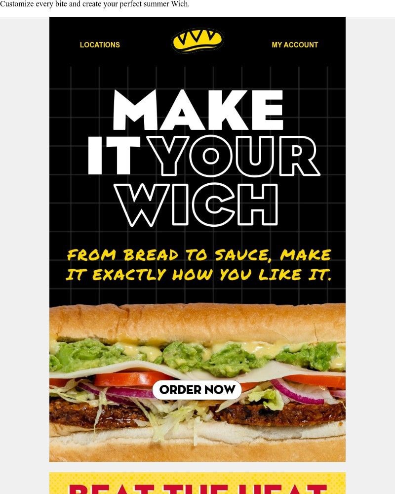Screenshot of email sent to a Which Wich Registered user