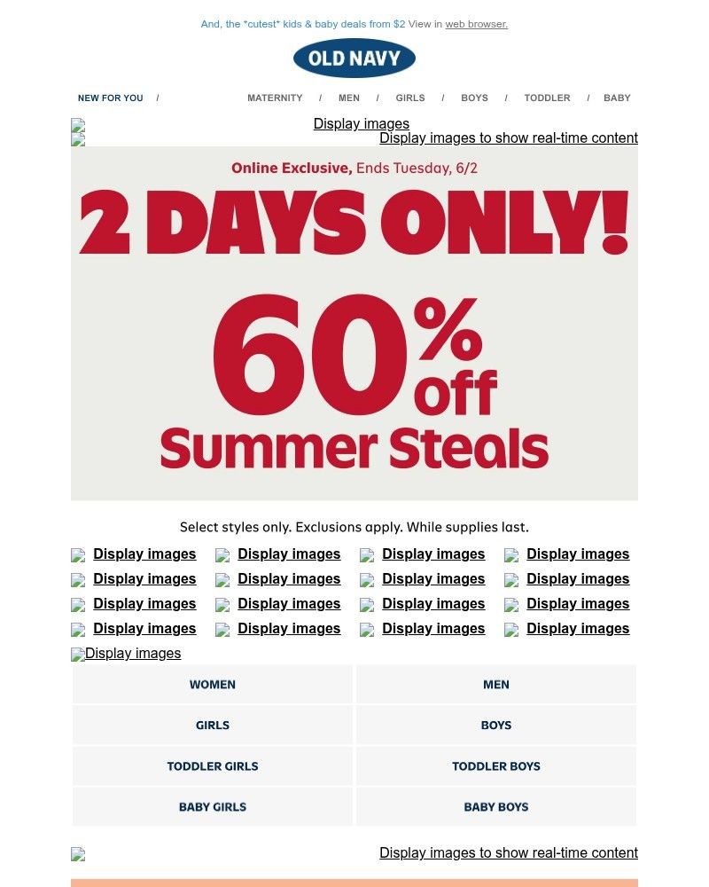 Screenshot of email with subject /media/emails/youre-due-for-a-shopping-spree-40-off-everything-orders-75-and-60-off-summer-stea_bvoggtd.jpg