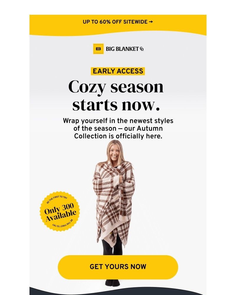 Screenshot of email sent to a Big Blanket Co. Newsletter subscriber