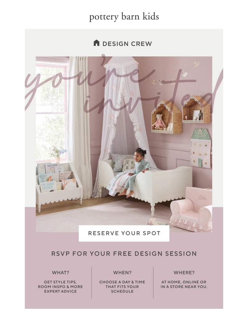 Screenshot of email sent to a Pottery Barn Newsletter subscriber