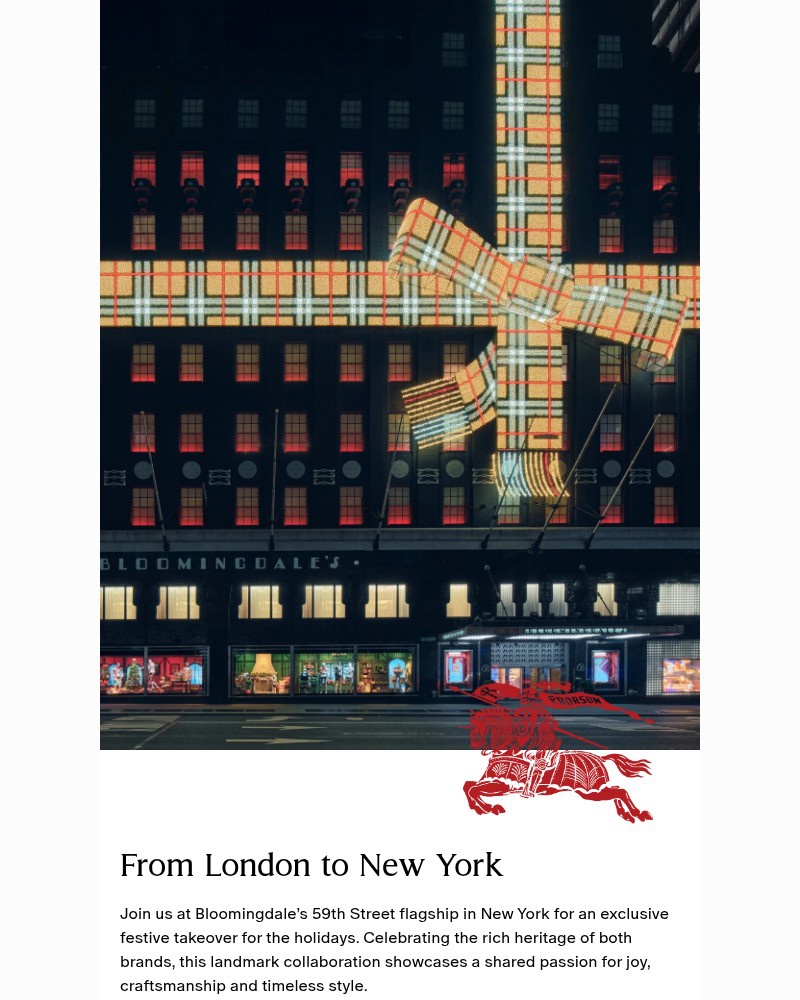 Screenshot of email sent to a Burberry Newsletter subscriber