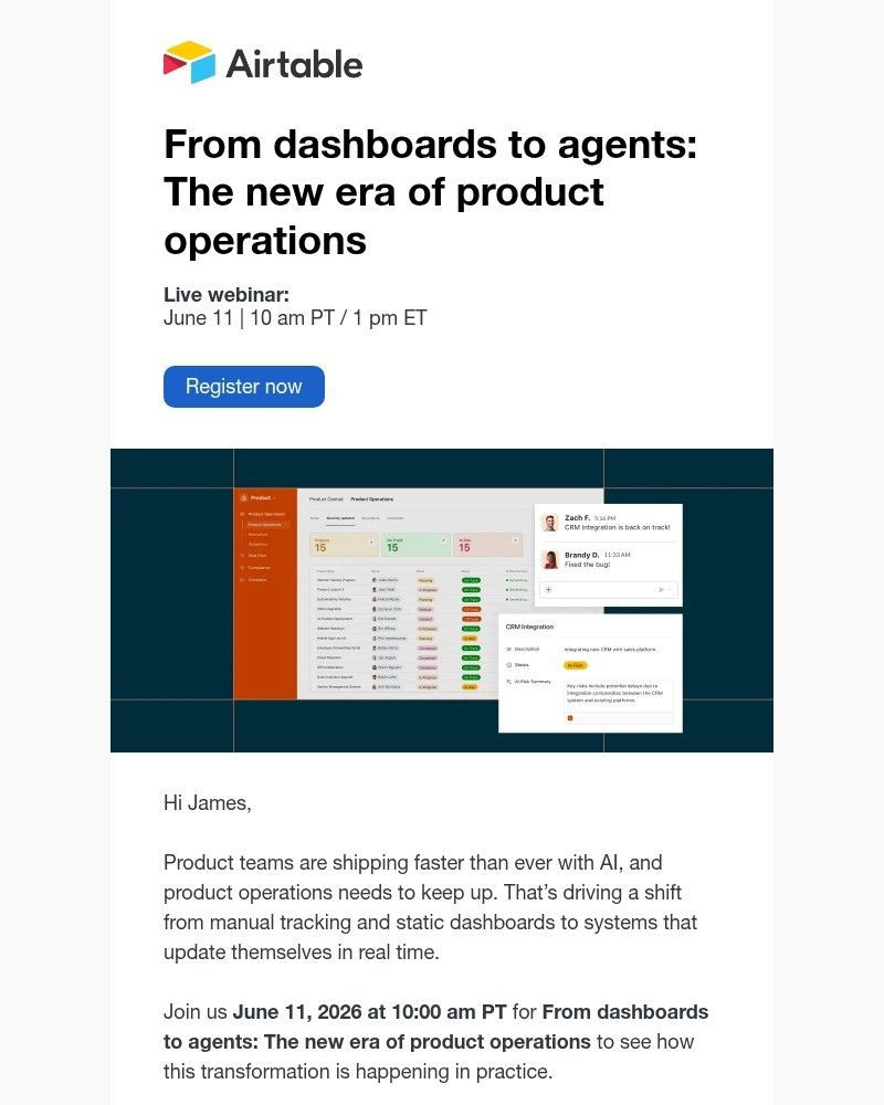 Screenshot of email sent to a Airtable Invited user