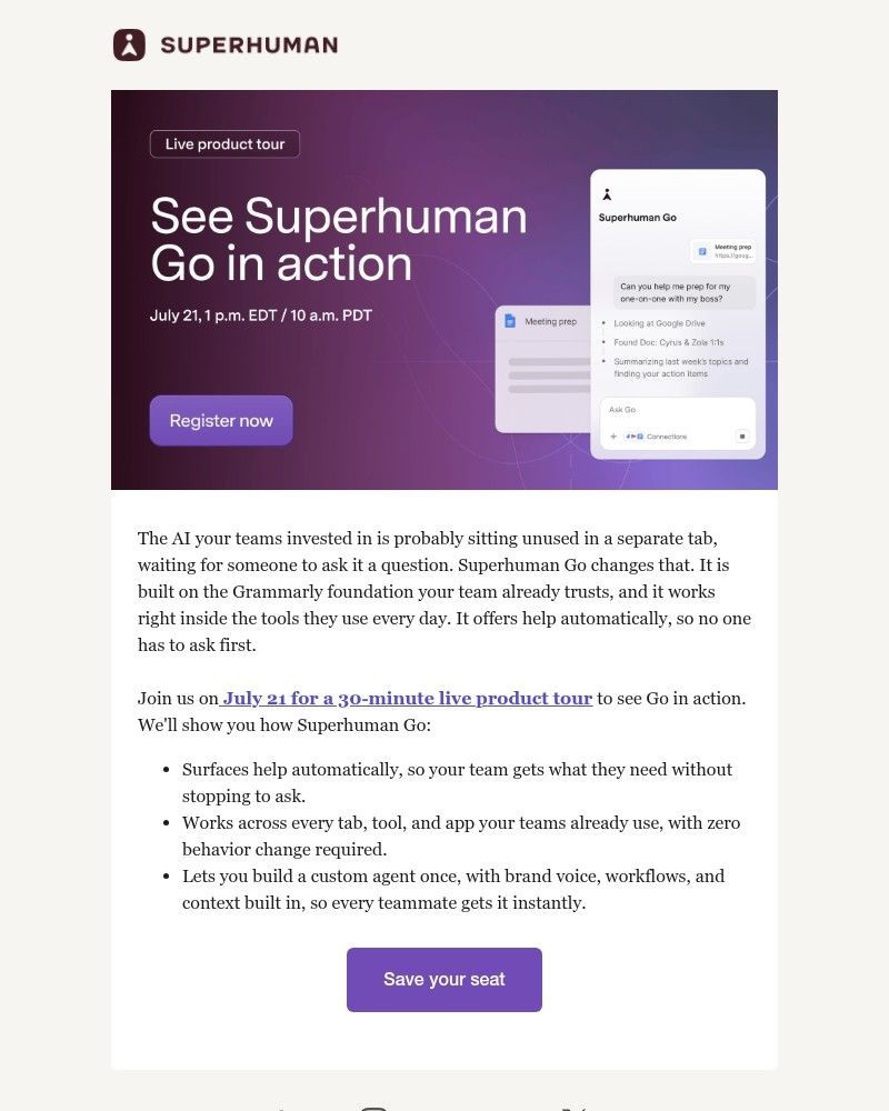 Screenshot of email sent to a Grammarly Registered user