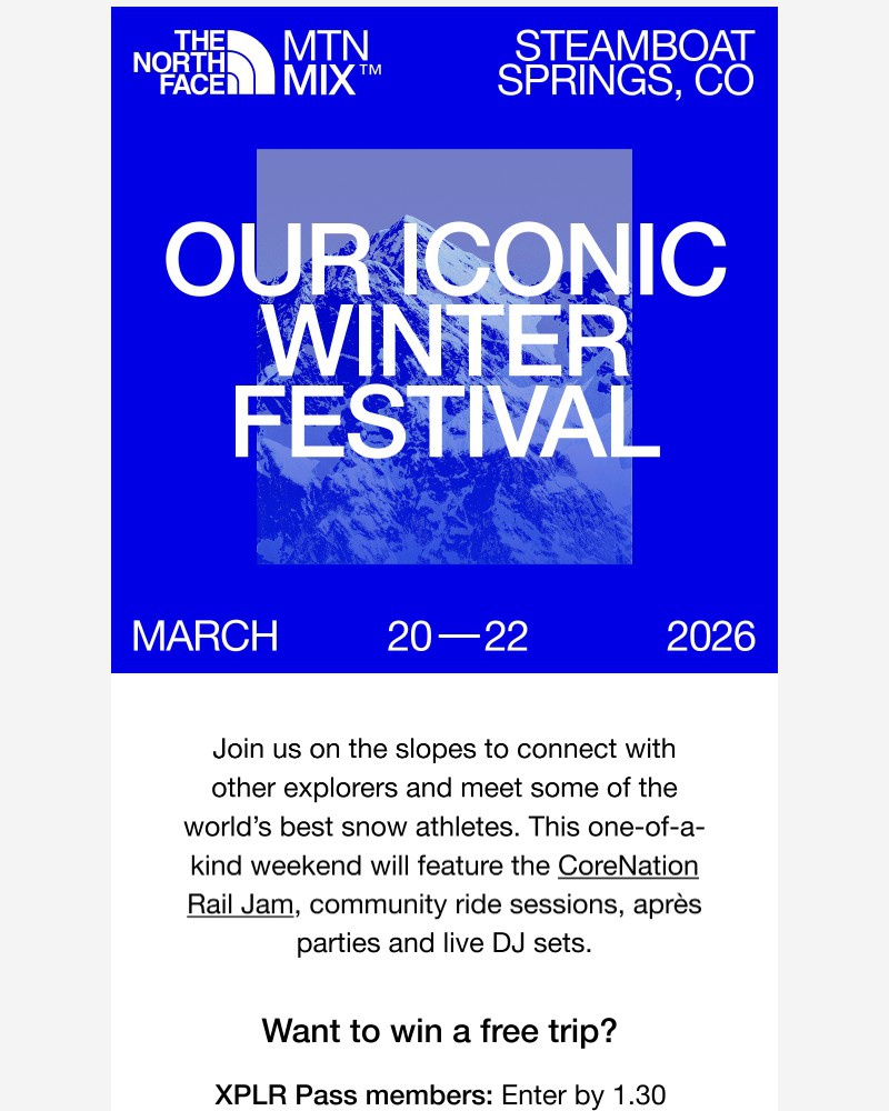 Screenshot of email sent to a The North Face Newsletter subscriber