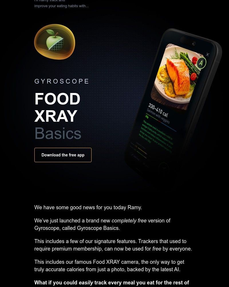 Screenshot of email with subject /media/emails/youre-invited-to-the-new-food-xray-tracking-calories-protein-is-now-free-in-v8-a8_D4ltSfX.jpg