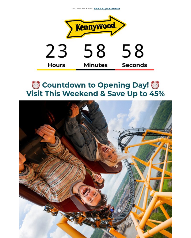 Screenshot of email sent to a Kennywood Newsletter subscriber