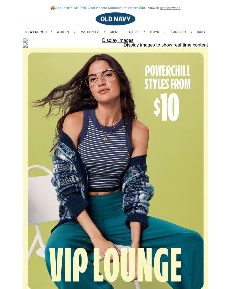 Screenshot of email sent to a Old Navy Newsletter subscriber