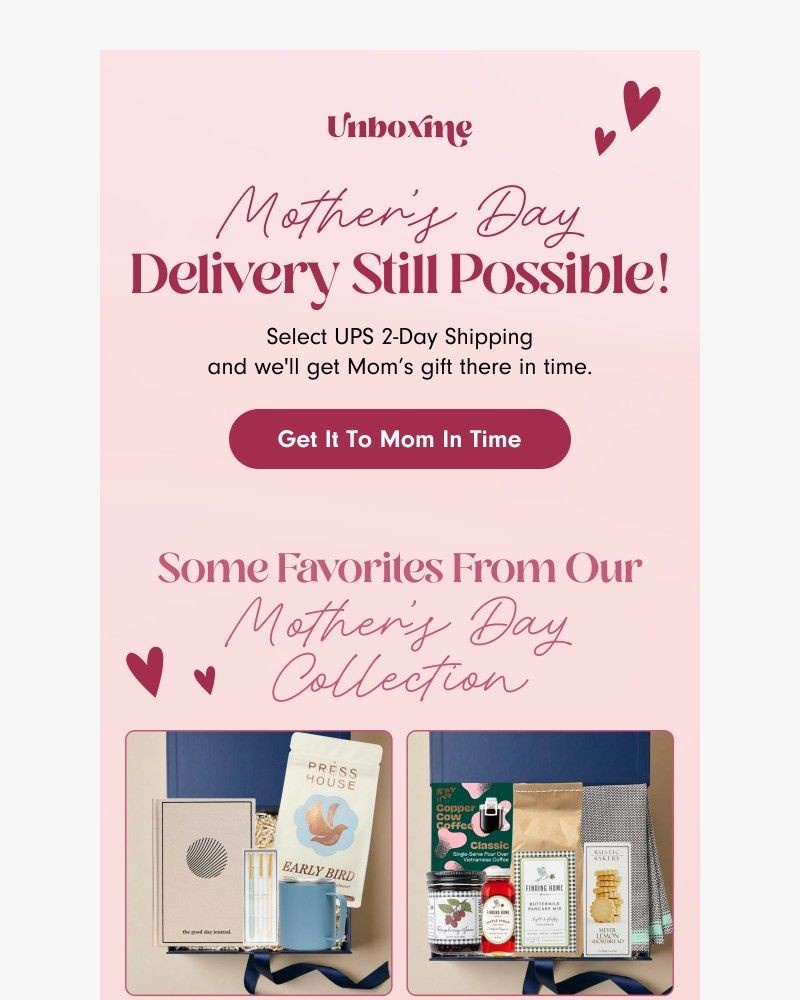 Screenshot of email sent to a Unboxme Newsletter subscriber