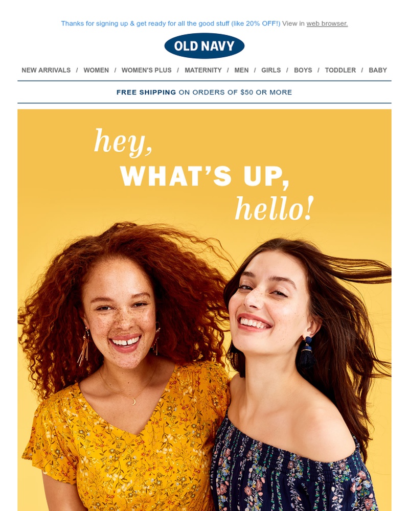 Screenshot of email sent to a Old Navy Newsletter subscriber