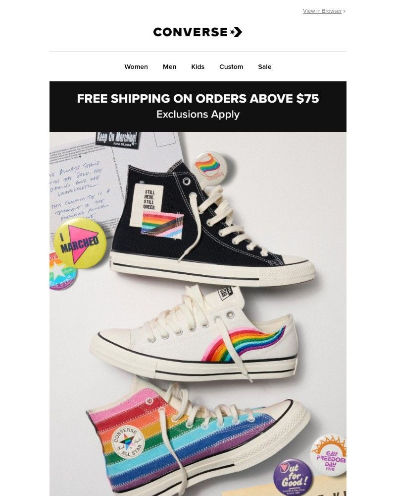 Screenshot of email sent to a Converse Newsletter subscriber