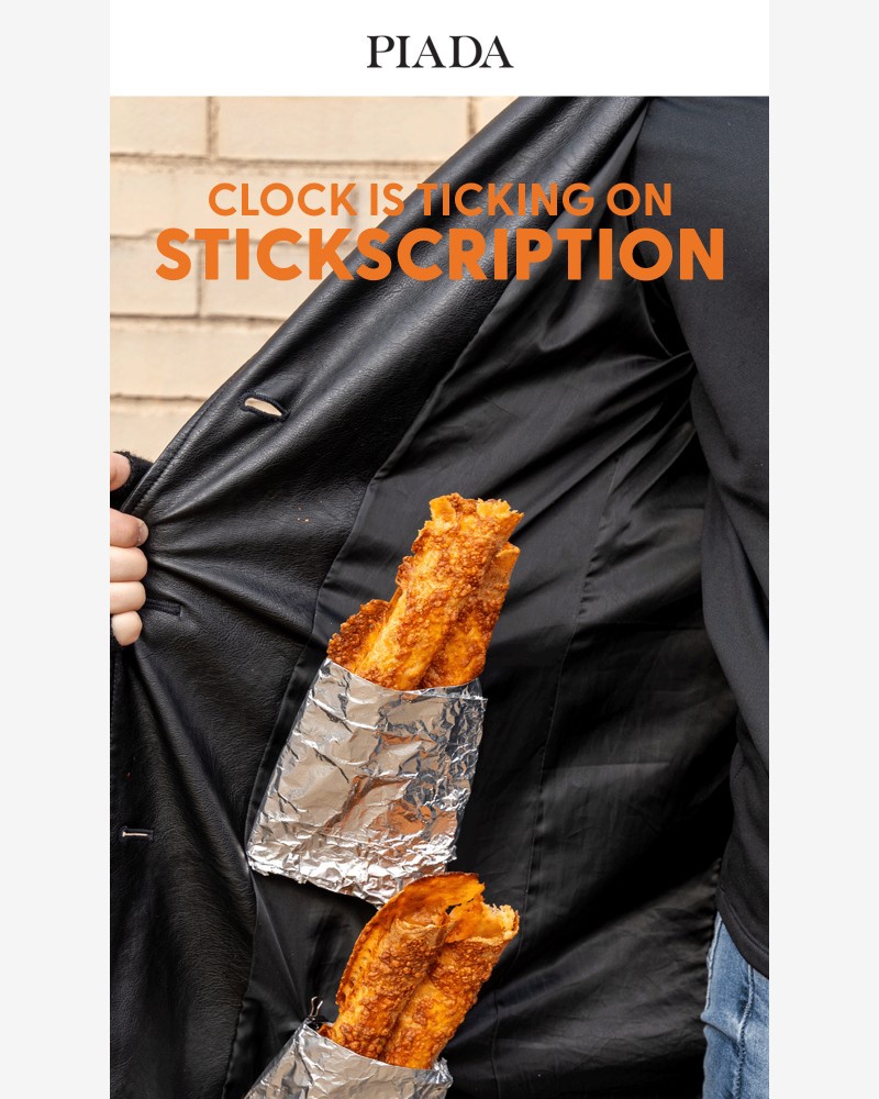 Screenshot of email sent to a Piada Italian Street Food Newsletter subscriber