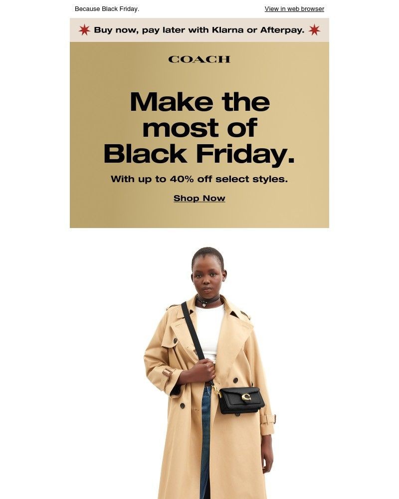 Screenshot of email sent to a Coach Newsletter subscriber