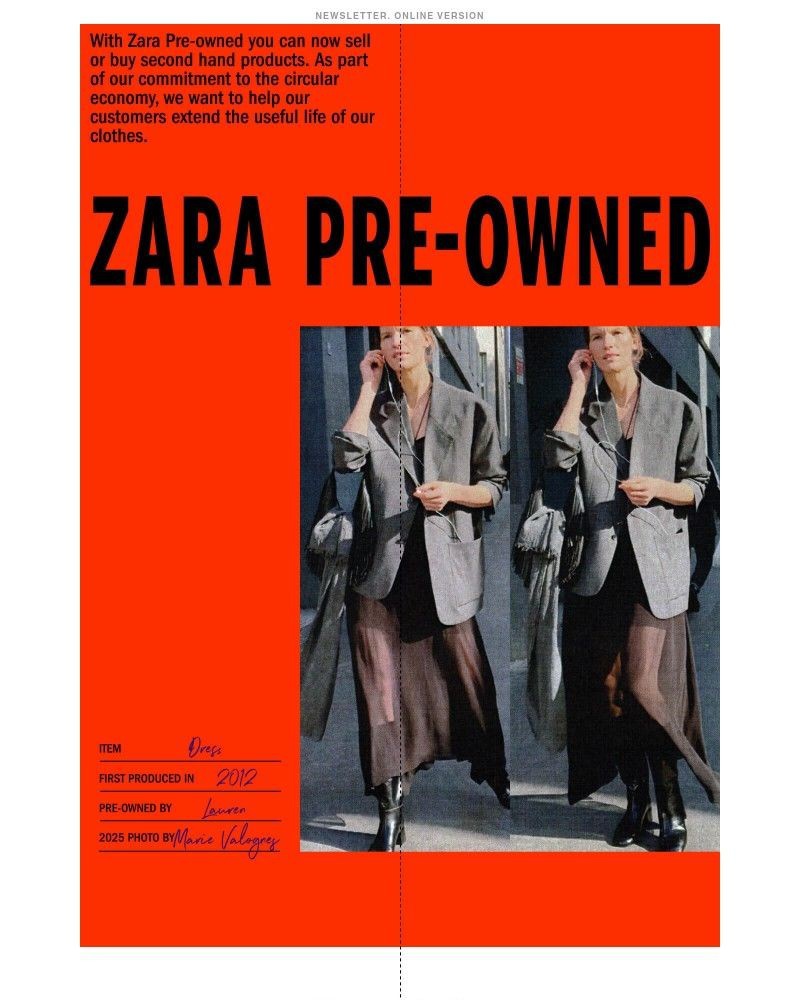 Screenshot of email sent to a Zara Newsletter subscriber