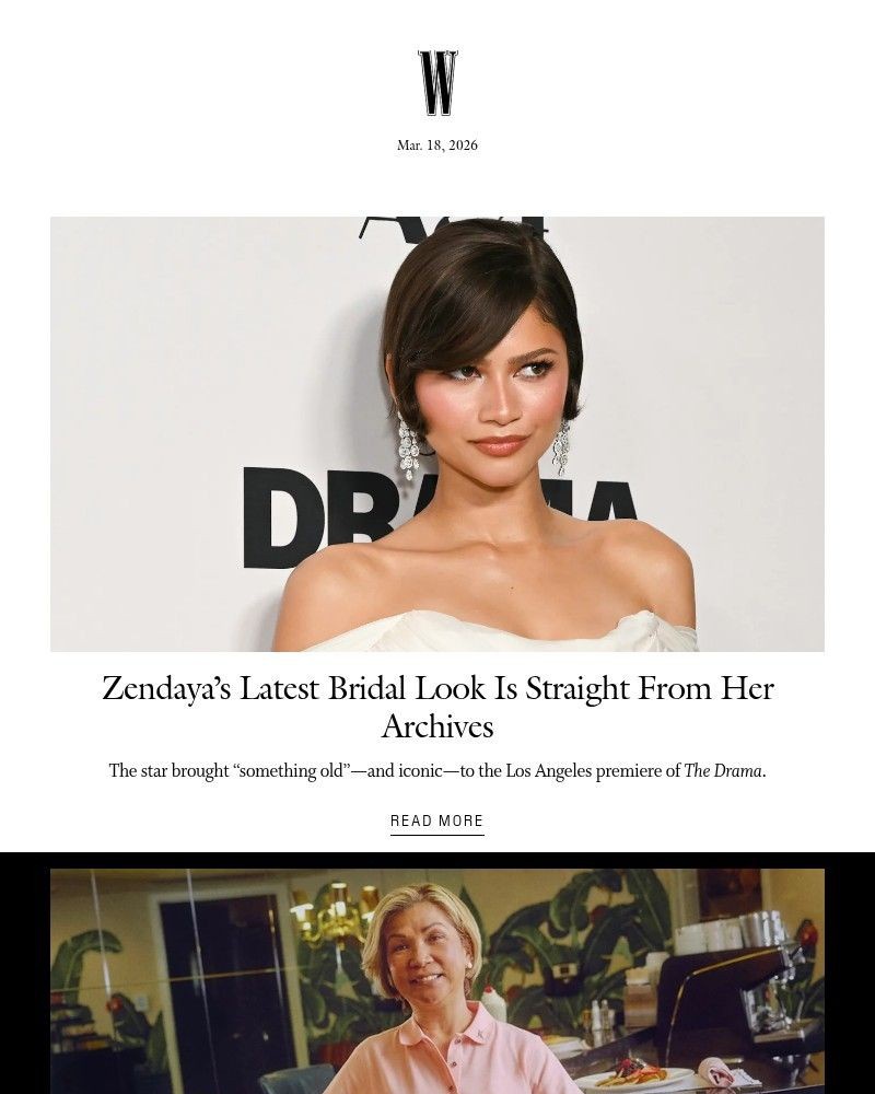 Screenshot of email sent to a W Newsletter subscriber