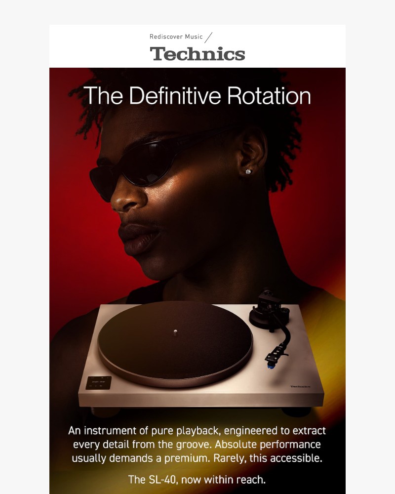 Screenshot of email sent to a Technics Newsletter subscriber