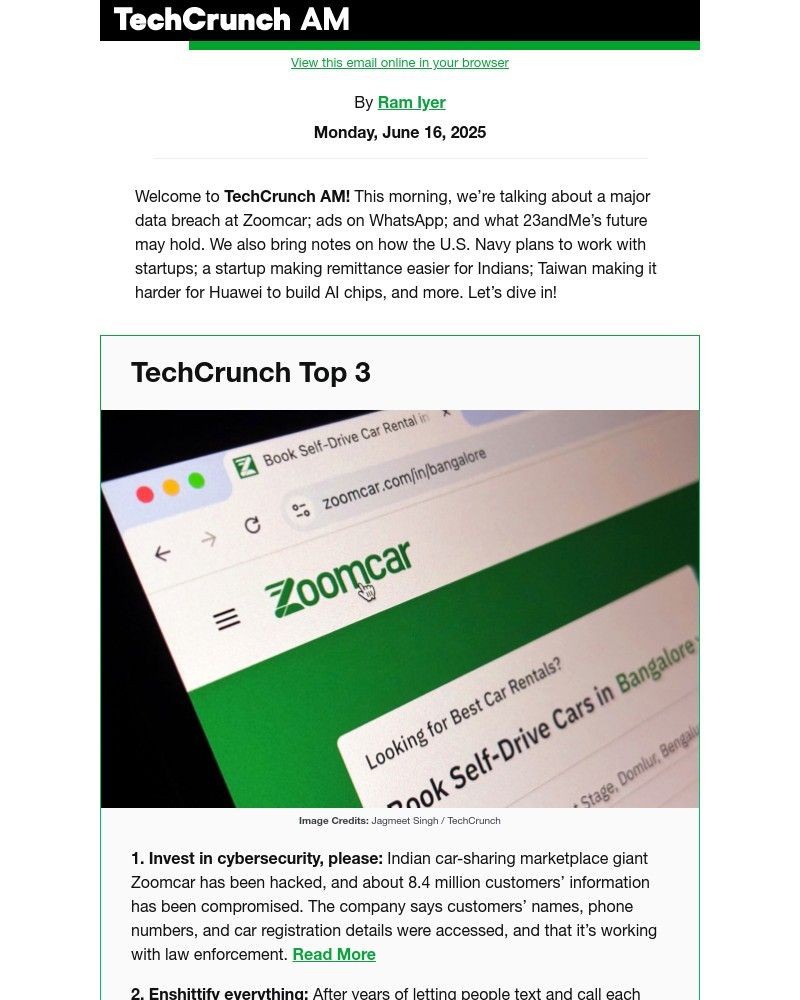 Screenshot of email with subject /media/emails/zoomcar-hack-exposes-data-of-millions-8a4eeb-cropped-e69fb895.jpg